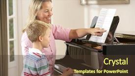  Presentation with teach - Amazing presentation theme having lesson with piano teach backdrop and a tawny brown colored foreground