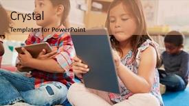  Presentation with technology and career day and elementary school - Colorful theme enhanced with lessons cross - elementary school class using tablet backdrop and a  colored foreground