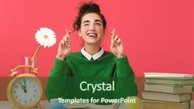  Presentation with funny - Slide set featuring lessons cross - funny young nerd student girl background and a forest green colored foreground