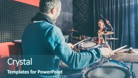  Presentation with music school - PPT theme enhanced with lessons from her music teach background and a ocean colored foreground