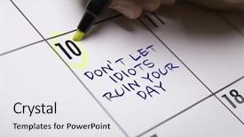  Presentation with d day - Beautiful PPT theme featuring let idiots ruin your day backdrop and a sky blue colored foreground