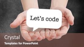  Presentation with code - Presentation theme featuring let-s-code-written background and a coral colored foreground