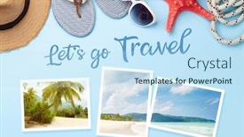  Presentation with top hat - Presentation design having let-s-go-travel-concept background and a sky blue colored foreground