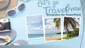  Presentation with top hat - Slide set featuring let-s-go-travel-concept background and a sky blue colored foreground