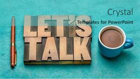  Presentation with coffee talk - Colorful PPT theme enhanced with let-us-talk-invitation-text backdrop and a teal colored foreground