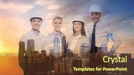  Presentation with team building - Presentation theme enhanced with letra de cambio - business architecture and building concept background and a tawny brown colored foreground