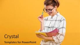  Presentation with hair corporate female - Amazing presentation having letra de cambio - female student with brown hair backdrop and a gold colored foreground