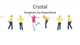  Presentation with child jumping to tree - Colorful slide deck enhanced with lets work together - let's celebrate crazy jumping backdrop and a  colored foreground