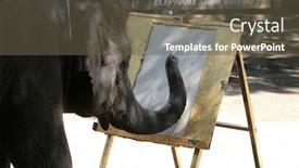  Presentation with elephant - Slide deck with abstract blue vegetative pattern background and a light blue colored foreground.