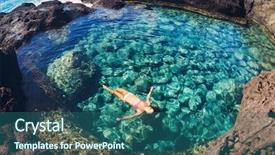  Presentation with beautiful nature in twilight - Presentation theme consisting of indulge - attractive young woman floating background and a ocean colored foreground