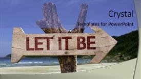  Presentation with stop - Presentation theme consisting of let it be wooden sign background and a ocean colored foreground