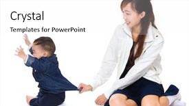  Presentation with mother baby - PPT theme enhanced with mother and baby having fun background and a  colored foreground
