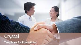  Presentation with shaking hands - Beautiful slide set featuring lets shake - composite image of business people backdrop and a coral colored foreground