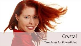  Presentation with long hair - PPT theme having lets shake - young woman letting her long background and a soft green colored foreground