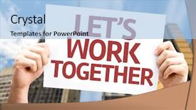  Presentation with work together growth teamwork - Cool new PPT layouts with let's work together card backdrop and a light blue colored foreground
