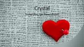 Presentation with needle heart - Colorful PPT layouts enhanced with scarlet letter - valentine's day card red heart backdrop and a light gray colored foreground