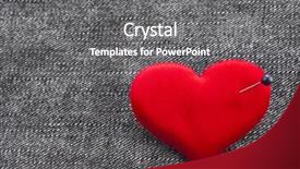  Presentation with needle heart - PPT layouts with scarlet letter - valentine's day red heart symbol background and a gray colored foreground