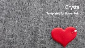  Presentation with needle heart - Audience pleasing PPT theme consisting of scarlet letter - valentine's day red heart symbol backdrop and a gray colored foreground