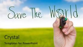  Presentation with woman world - PPT theme having handwriting letter - woman's hand writing save background and a  colored foreground