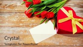  Presentation with heart flowers - Amazing presentation design having letter and heart shaped chocolate backdrop and a coral colored foreground