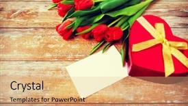  Presentation with heart flowers - Theme enhanced with letter and heart shaped chocolate background and a  colored foreground