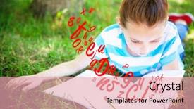  Presentation with girl reading - Audience pleasing PPT theme consisting of jumbled - letter and number jumble backdrop and a coral colored foreground