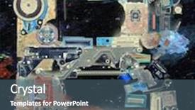  Presentation with old letter - PPT theme with letter b made up from old electronic parts background and a ocean colored foreground