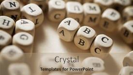  Presentation with letter - Beautiful PPT theme featuring letter-cubes-on-a-brown backdrop and a coral colored foreground