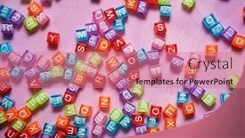  Presentation with letter - Slide deck having letter-cubes-on-a-violet background and a coral colored foreground