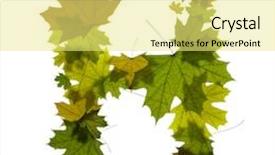  Presentation with green maple leaves - PPT theme featuring letter h from green maple leaves background and a yellow colored foreground