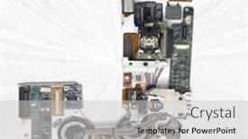  Presentation with old letter - PPT layouts consisting of letter j made up from old electronic parts background and a light gray colored foreground