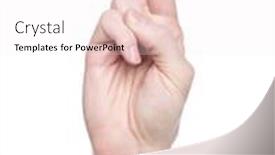  Presentation with sign language - Audience pleasing PPT theme consisting of letter 'r' in sign language isolated on a white background backdrop and a sky blue colored foreground