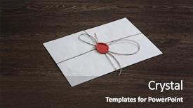  Presentation with letter - Audience pleasing slide set consisting of letter with seal on table backdrop and a wine colored foreground