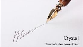  Presentation with ink - Presentation design consisting of letter writing - closeup of signature fake not background and a white colored foreground