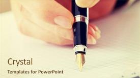  Presentation with writing pen - Amazing presentation design having letter writing - handwriting hand writes backdrop and a cream colored foreground