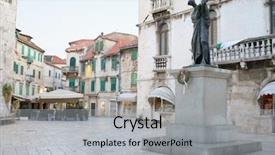  Presentation with square - Beautiful presentation design featuring letteratur - monument to marco marulic backdrop and a light gray colored foreground