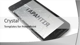  Presentation with cell - Audience pleasing PPT theme consisting of insurance concept broken smart phone backdrop and a light gray colored foreground