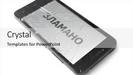  Presentation with cell - Cool new slide deck with insurance concept broken smart phone backdrop and a light gray colored foreground