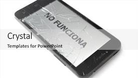  Presentation with property insurance fire damage - PPT theme enhanced with insurance concept broken smart phone background and a white colored foreground