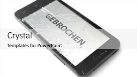  Presentation with cell - Presentation design consisting of insurance concept broken smart phone background and a white colored foreground