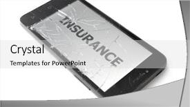  Presentation with cell - Colorful presentation design enhanced with insurance concept broken smart phone backdrop and a light gray colored foreground