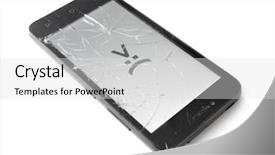  Presentation with cell - Presentation design featuring insurance concept broken smart phone background and a white colored foreground