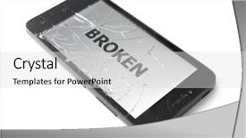  Presentation with property insurance fire damage - Presentation theme having insurance concept broken smart phone background and a  colored foreground