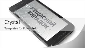  Presentation with cell - Colorful PPT theme enhanced with insurance concept broken smart phone backdrop and a  colored foreground