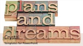  Presentation with dreams - Colorful slides enhanced with letterpress wood type printing blocks backdrop and a coral colored foreground