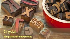 Presentation with concept - Colorful presentation theme enhanced with letterpress wood type printing blocks backdrop and a tawny brown colored foreground