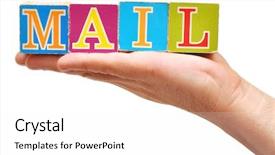  Presentation with color blocks - Slides consisting of letters form a word mail background and a white colored foreground