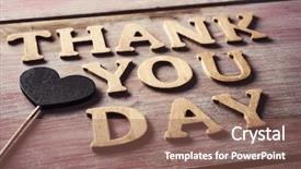  Presentation with wooden stick - Presentation theme having letters forming the text thank background and a violet colored foreground