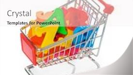  Presentation with white letters - Slide deck featuring letters-in-shopping-cart-isolated background and a sky blue colored foreground