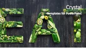  Presentation with rustic healthy - Cool new PPT theme with letters made from healthy green backdrop and a dark gray colored foreground